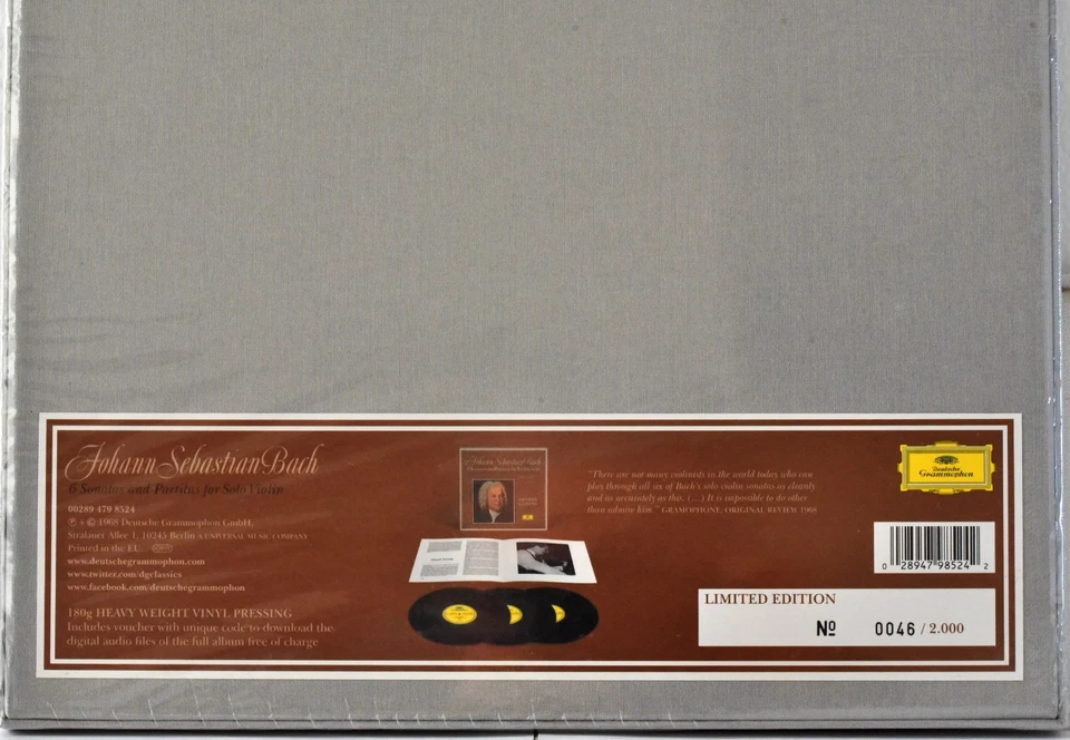 DGG STEREO GERM BACH 6 Sonata & Partitas x Solo Violin SZERYNG 3LPs BOX 180g #46 - Image 4 of 4