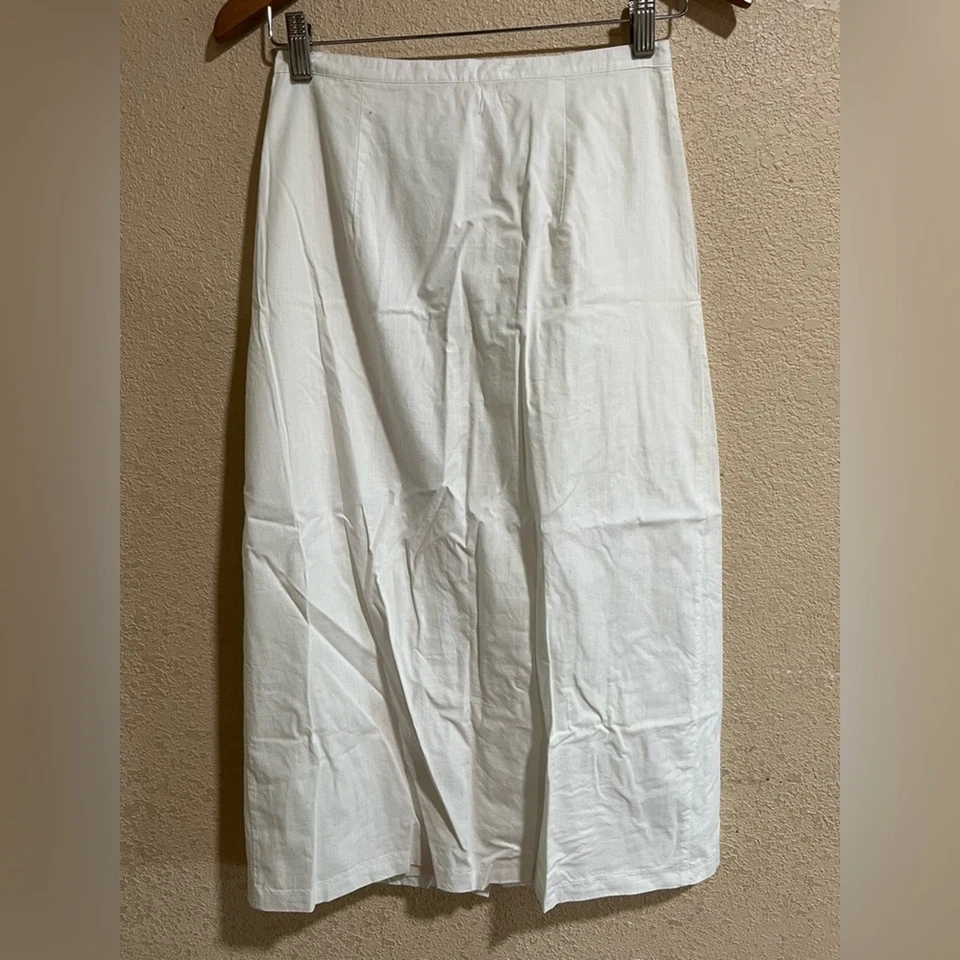 Falda Rebecca Taylor blanca tiro alto midi botón corbata delantera MUESTRA 2 Foto 4 de 4