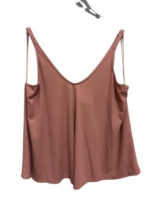 Wishlist Feeling Free Tank Top Size Medium Ribbed V Neck Dusty Rose Mauve NEW