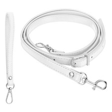 41-49 Inch Adjustable PU Leather Purse Strap with Wristlet, White/Silver