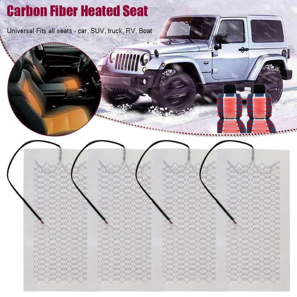 Universal Car Seat Heating Pad Carbon Fiber 12V Car Seat Heater Kit Fit 2 Seats - Image 2 of 4