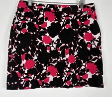 Rafaella Skort Womens L Black Pink Floral Pull On Stretch Pockets Golf