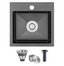 MENATT 17x19x9 inch Black Drop in Kitchen Bar Sink Modern Stainless Steel Design