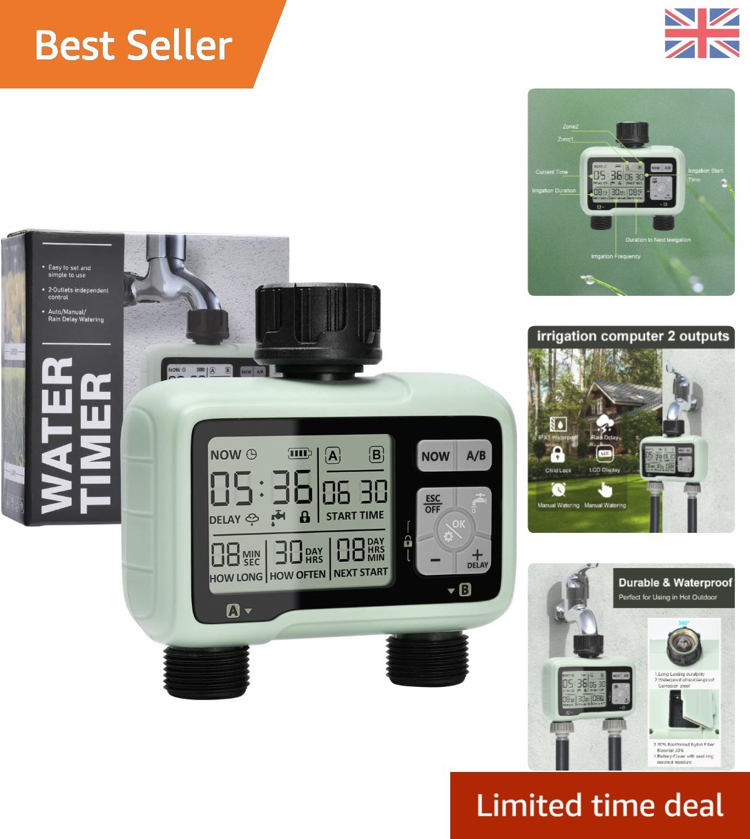 Irrigation System Controller with Waterproof Design & Customizable 7 Settings