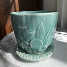 Vintage McCoy Sand Dollar Planter With Saucer 4