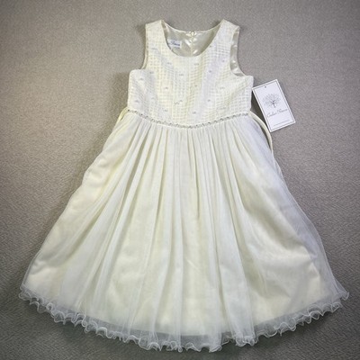 Couture Princess Dress Girls Size 10 Ivory Sleeveless Beaded Wedding Communion