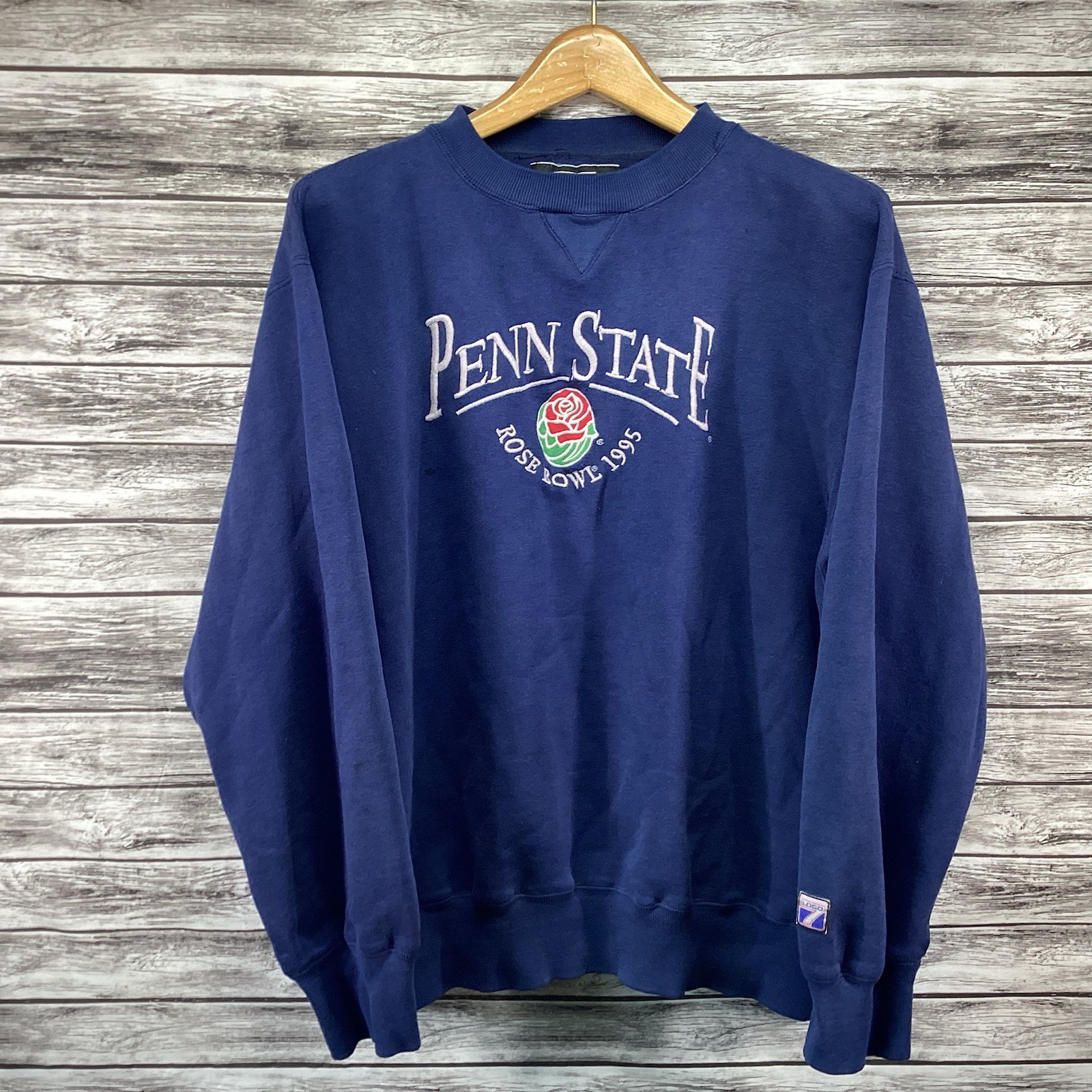 Vintage Penn State Sweatshirt Mens XL Blue 1995 Rose Bowl Logo 7 Football 90s
