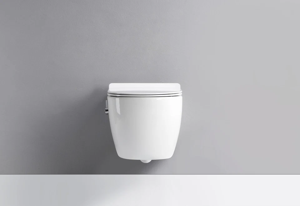 TAHARET Spülrandlos Wand Hänge Dusch WC Toilette + Armatur und Soft-Close Sitz - Bild 3 von 4