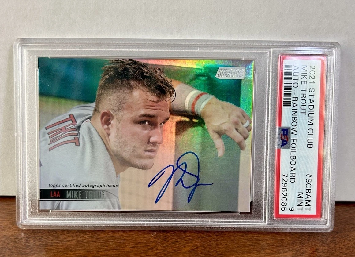 Topps Mike Trout Autographed Baseball Sports Trading Cards for