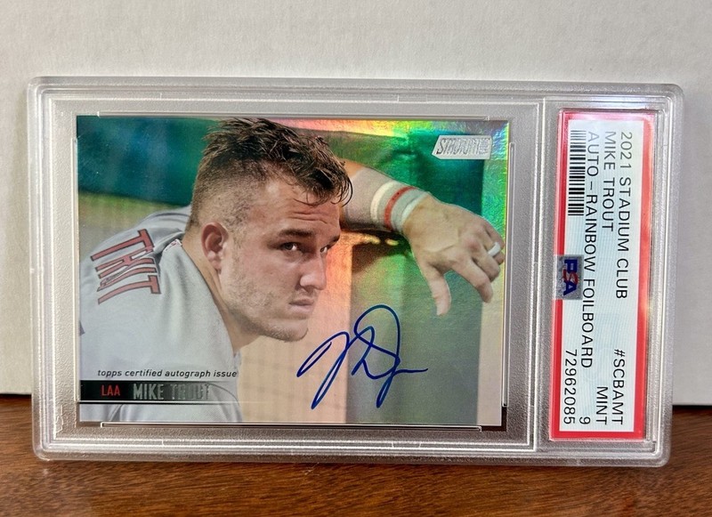 2021 Stadium Club Mike Trout Rainbow Foilboard Auto /10 PSA 9 #SCBAMT