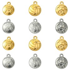 12pcs Football Sport Ball Charms Pendants 304 Stainless Steel Gold Silver Charms