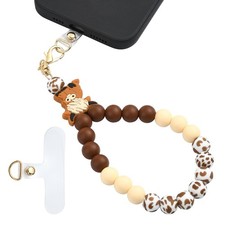 Silicone Beaded Phone Wrist Strap Cell Phone Charm Wristlet Lanyard w Tether Tab