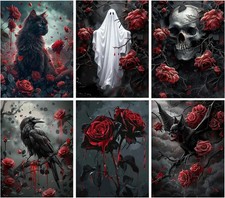6 Packs Gothic Diamond Art Kits for Adults,Halloween Diamond Art Painting,DIY Fu