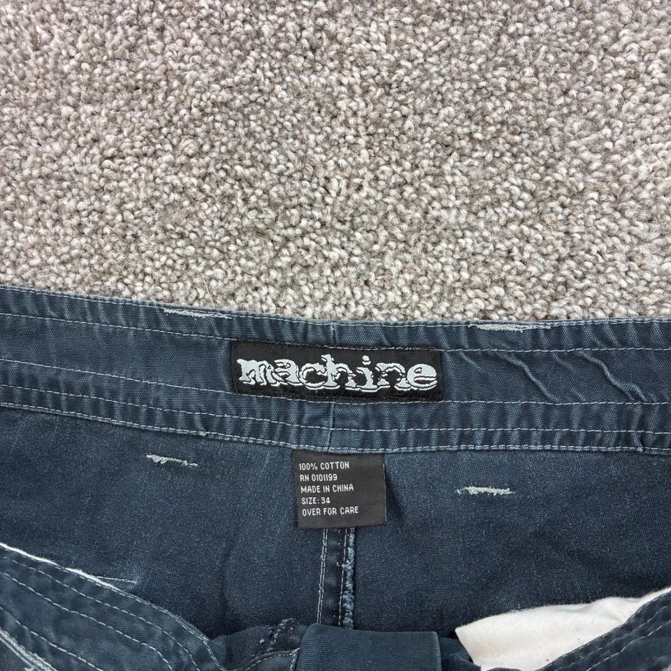 Pantalones Cortos De Colección Y2K Machine Cargo Para Hombre 34 Azul Marino Rave Sueltos Utilidad Patín Foto 2 de 4