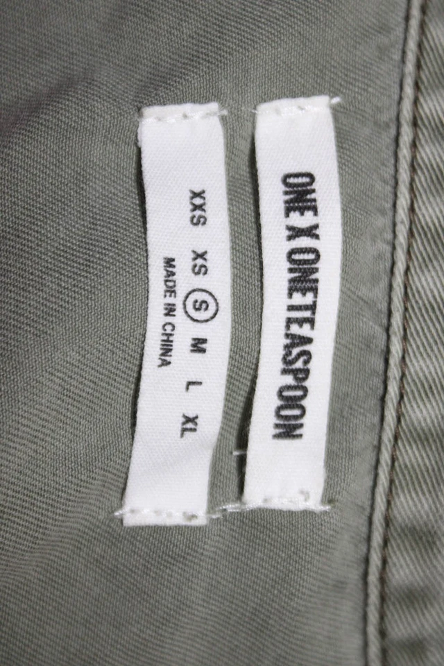 Camisa One X One Teaspoon para mujer manga larga con botones verde algodón talla pequeña Foto 4 de 4