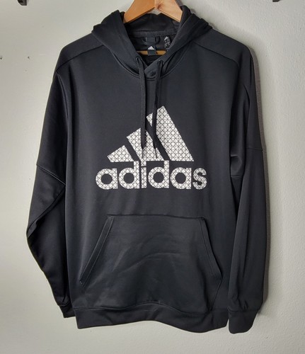 🔥Adidas Herren XL Schwarz Weiß Hoodie Sweatshirt Geometrisch Neu (Einmal Getragen)🔥