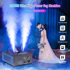 2000W Dual Spray Smoke Fog Machine RGB 16 LED Light DMX Stage DJ Vertical Spray