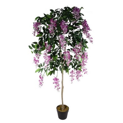 Künstlicher Glyzinienbaum hellrosa 150 cm hoch getopft realistisch verdrahtet Laub HD