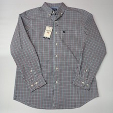 Chaps Easy Care Woven Shirt Men's M Medium Stellar Checkered Stretch Classic Fit