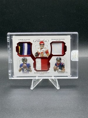 2019 Flawless 3 Worn Patch Patrick Mahomes Lamar Jackson Deshaun Watson #15/15