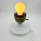 Vintage Milk Glass Hobnail Hurricane Electric Table Lamp Base only