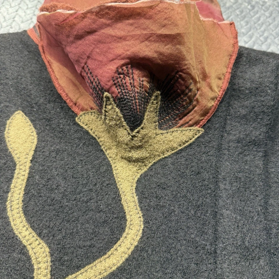 Chaqueta de Lana Covelo XL Floral Bordada Arte Ropa Cuello de Seda Cremallera Asimétrica Foto 4 de 4