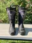 Vtg Harley Davidson Women 9 Black Leather Embroidered Pink Purple Eagle Boots