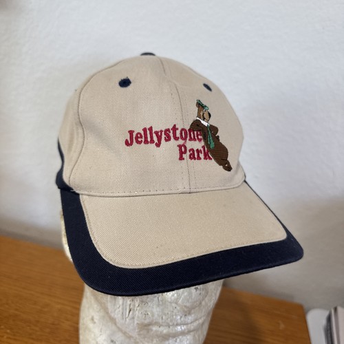 Vintage Twp-tone JELLYSTONE Yogi Bear Baseball Truckers Cap Beige Navy Trim HTF