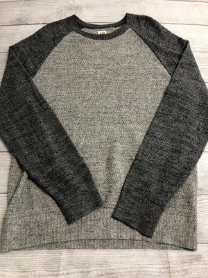 Gap Sweater Mens Large Gray Raglan Crewneck Cotton Blend Knit Pullover Casual
