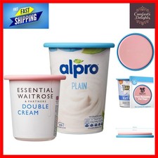 2-Pack Reusable Pastel Silicone Pot Tops - Airtight Covers for Yoghurt & Cream