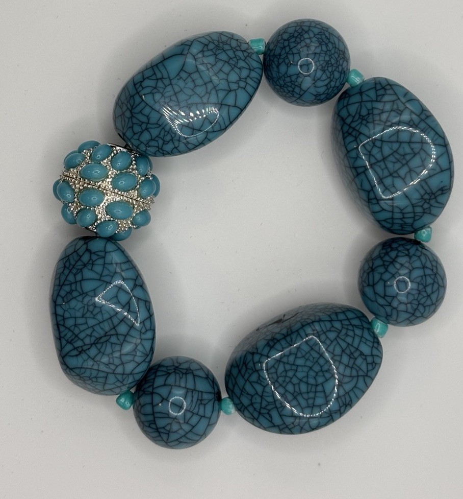 Vintage Large Hexagonal Rounded Shaped Turquoise … - image 4