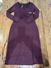 Express Womens Medium Body Contour Dress Purple Long Sleeve New With Tags