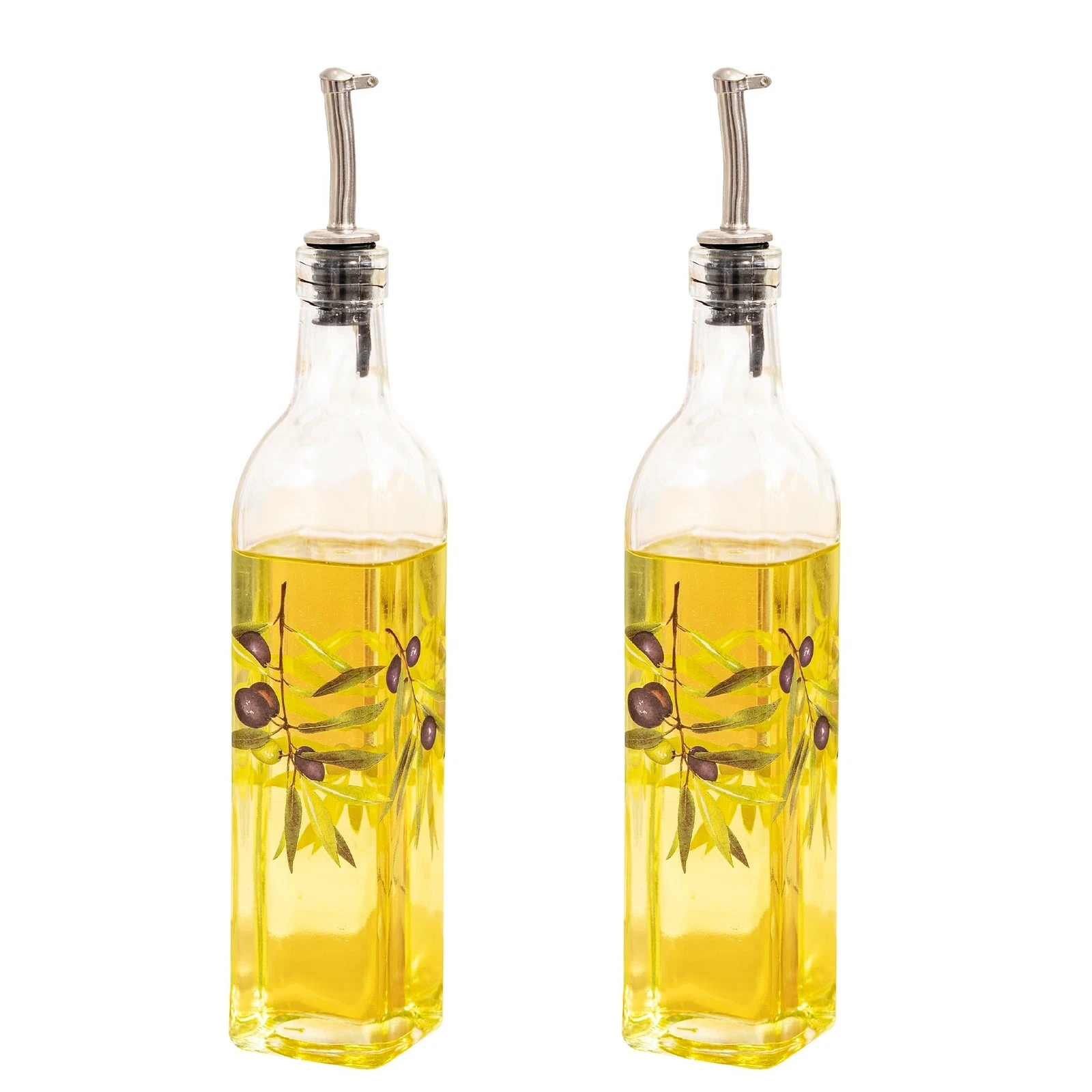 Olive Oil and Vinegar Dispenser Glass Dispenser Bottles Set Cooking Oil Cruet...