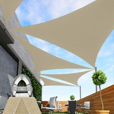 13/14/15ft Sand Triangle Outdoor Pool Patio Deck Steel Cable Sun Shade Sail