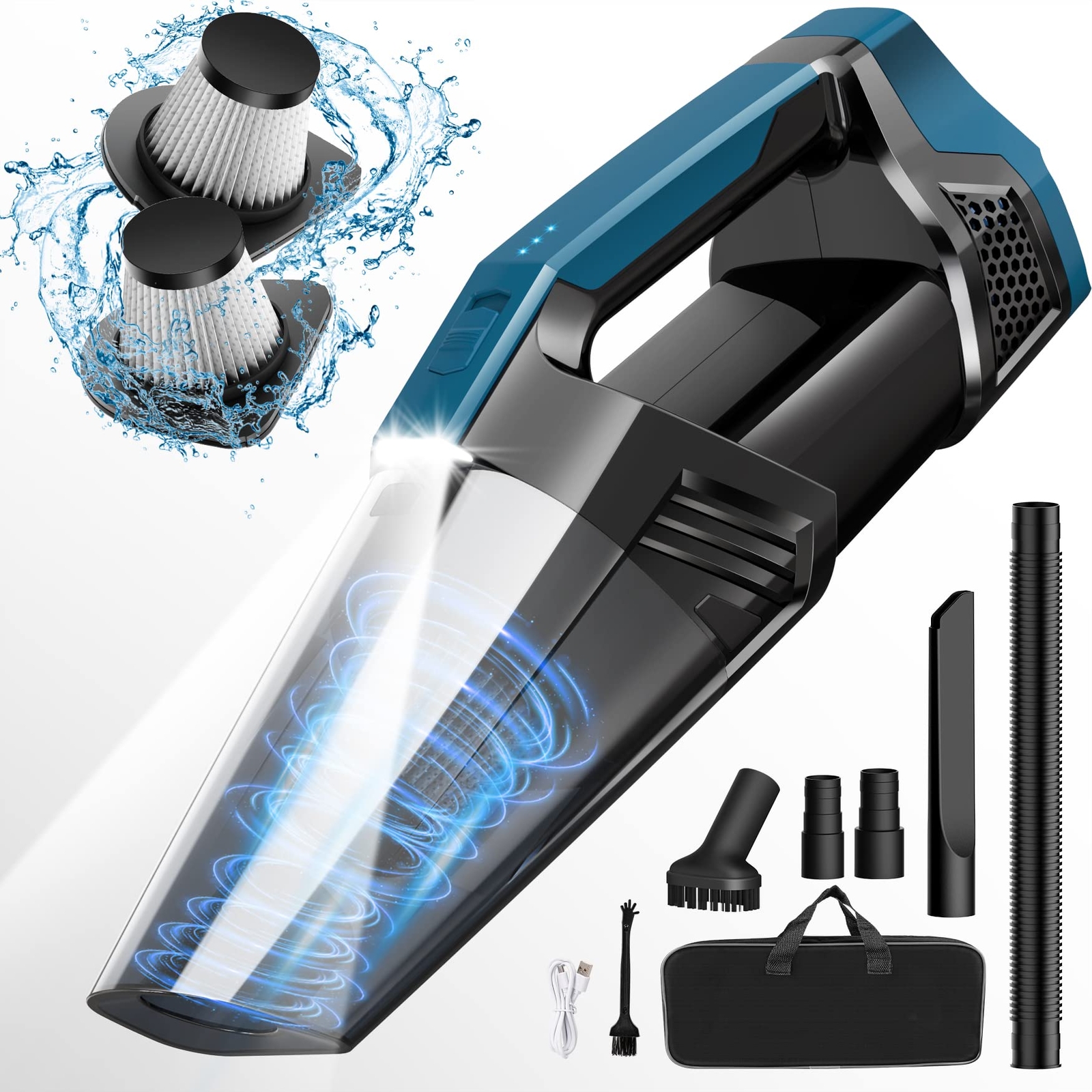 Handheld Vacuum Cordless Car Vacuum Portable with LED Light, Lightweight High...