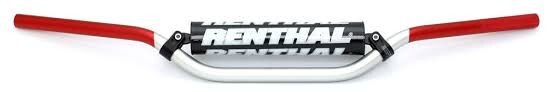 Guidon 22mm MX guidon argent rouge RC Haut pour moto de cross et enduro