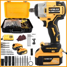 HIGH TORQUE 1/2" IMPACT WRENCH BRUSHLESS CORDLESS BATTERY IMPACT GUN KIT -Yellow