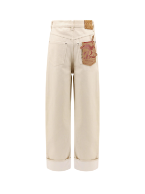 デニム・ジーパン Bottega Veneta Pale Meringue White Cotton Denim Pants BOTTEGA VENETA $1250 Pale Meringue Cotton Jeans New