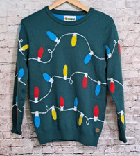 Tipsy Elves Youth Large Knit Pullover Christmas Lights Sweater Green
