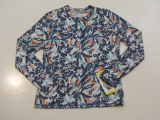 ROXY Womens Navy Floral Print Sun Protection Rash Guard L/S T-Shirt Small NWT