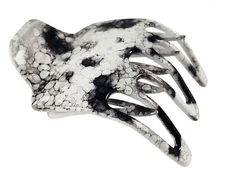 French Paw White Black Wide Side Slide In Jaw Yoga Hair Claw Clip White Black