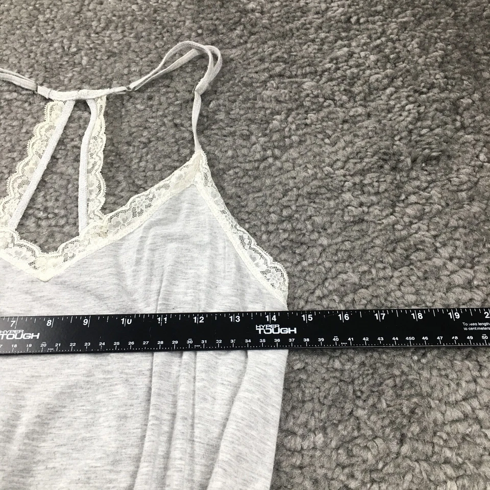 Mameluco para dormir Gilly Hicks para mujer talla M gris ribete de encaje sin mangas cintura elástica Foto 4 de 4