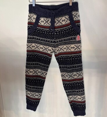 Superdry Mountain Joggers Chunky Knit Sweater Sz S Fair Isle