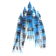 Fish WOW! 5" Fishing Squid Skirt Octopus Hoochies Crinkle Soft Lures Blue Tiger