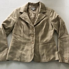 Pendleton Tan Brown Plaid 3 Button Blazer Jacket Women  s Sz 4P A2397