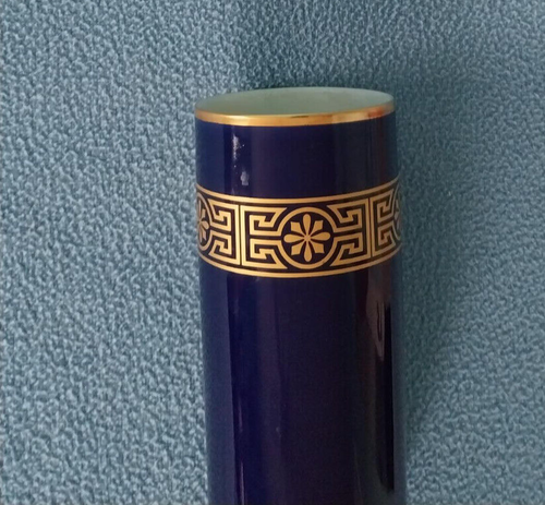Lote de 2 jarrones y platos de cerámica vintage de cobalto real de Baviera dorado - Imagen 7 de 9