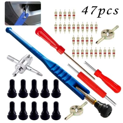 MARKENLOS 47 Stück Autoreifen Ventil Einzieh Hebel Ausdreher Reparatur Werkzeug Mit Kern