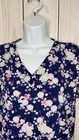 S Butter Soft Women's Small Scrub Top Short Sleeve Navy Floral Print Pockets — photo 4