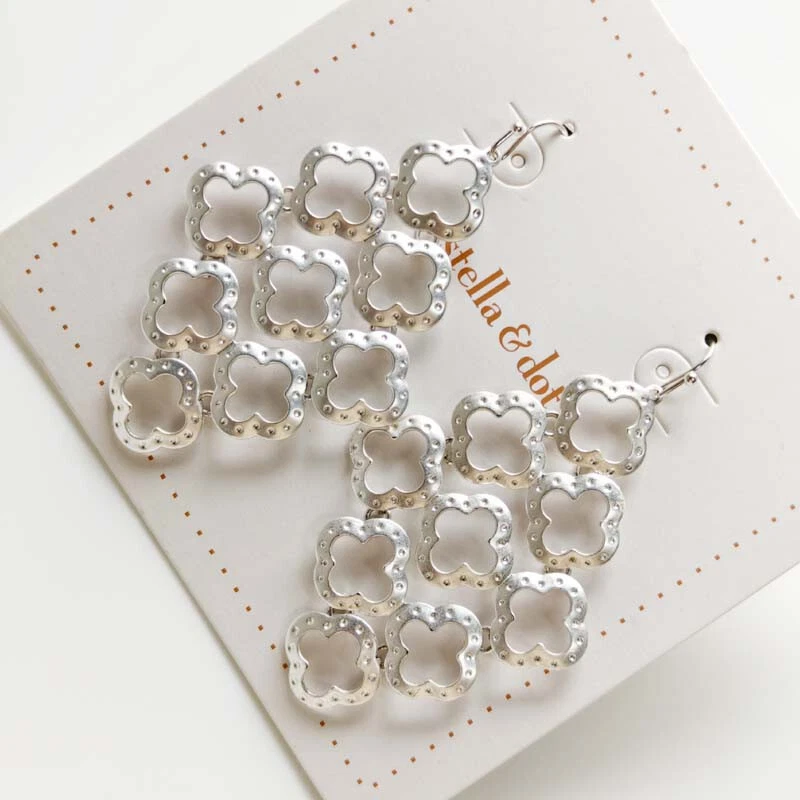 New Stella&Dot Floral Cluster Drop Earrings Chic Women Party Vacation Jewelry - Photo 2/3