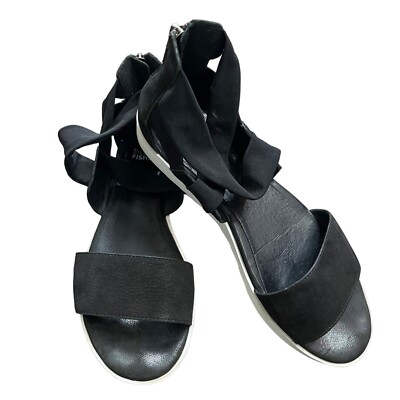 Eileen Fisher Kash Tumbled Nubuck Leather Sneaker Sandal Black Women's Size 8M